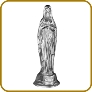 VIRGEN DE LOURDES CON BASE<BR> GRANDE CROMADA
